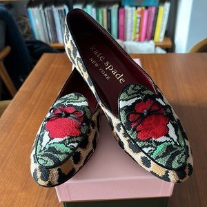 Needlepoint Leopard Kate Spade Loafers, Size 8.5